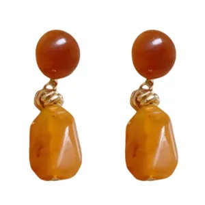 Pre Order:  Round Irregular Resin Retro Earrings
