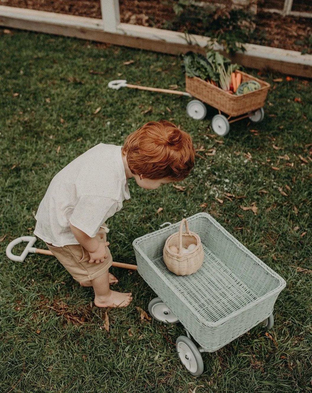 Rattan Wonder Wagon - Vintage Blue