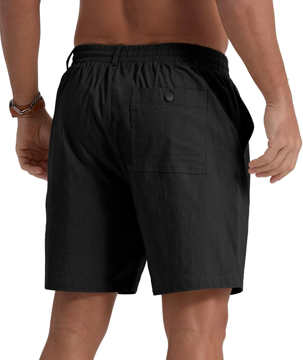 Sailwind Men's Linen Shorts 7" Casual Elastic Waist Drawstring Summer Beach Shorts