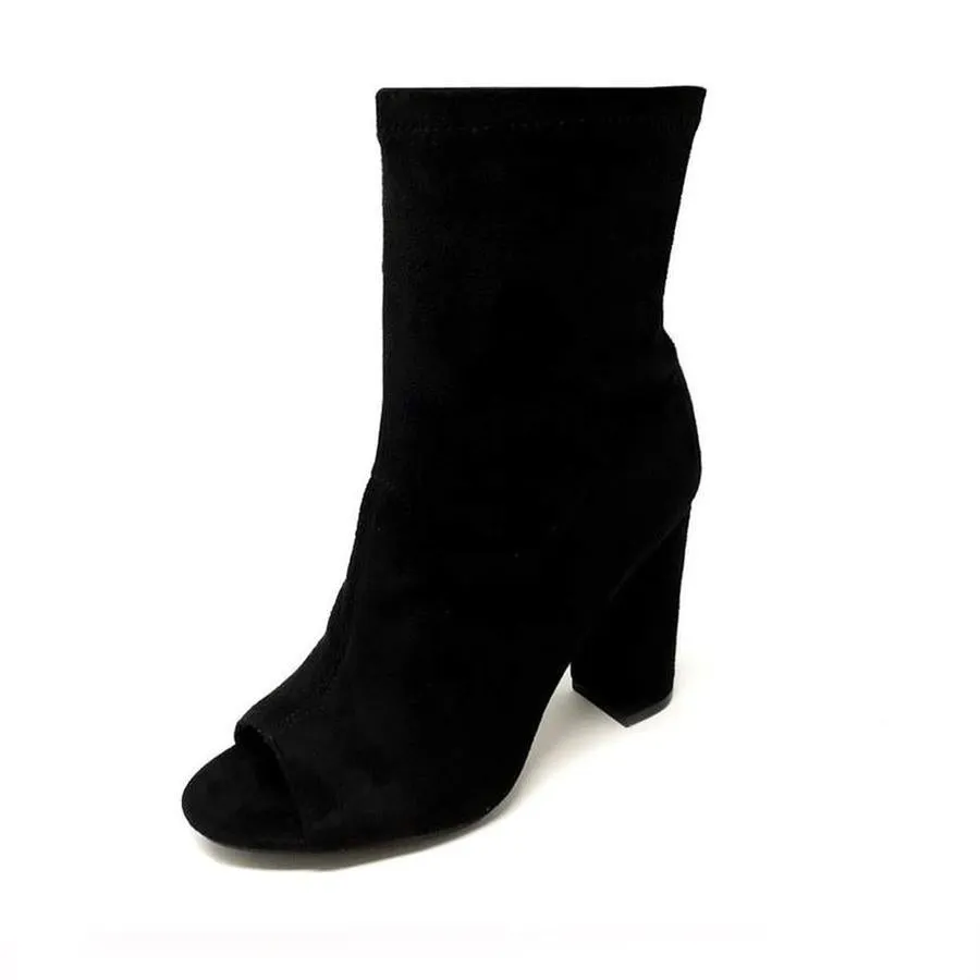 Salo Block Heel Peep Toe Ankle Boot