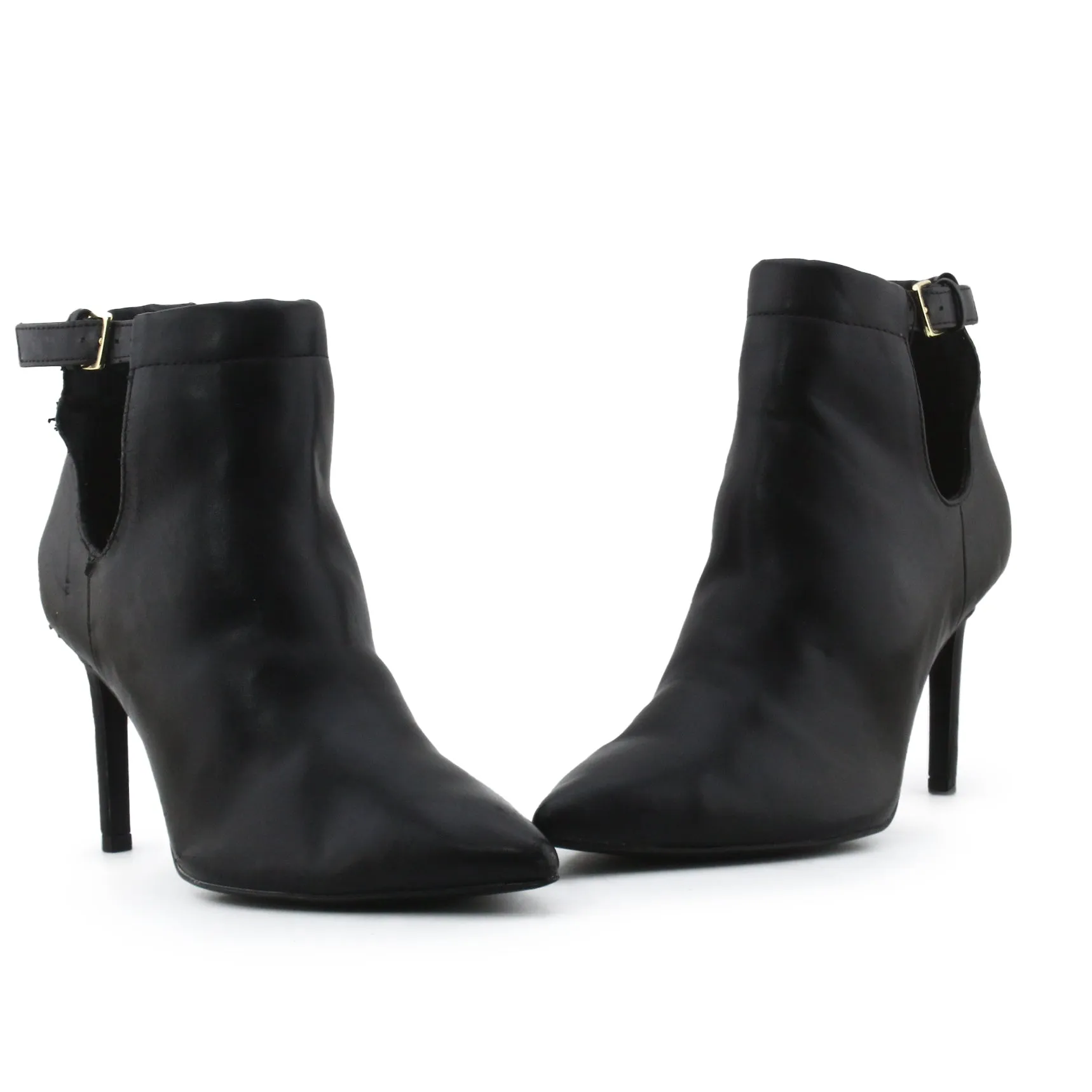 Stradivarius Buckle Straps Stilettos Heels Ankle Boots | 100% Authentic Leather