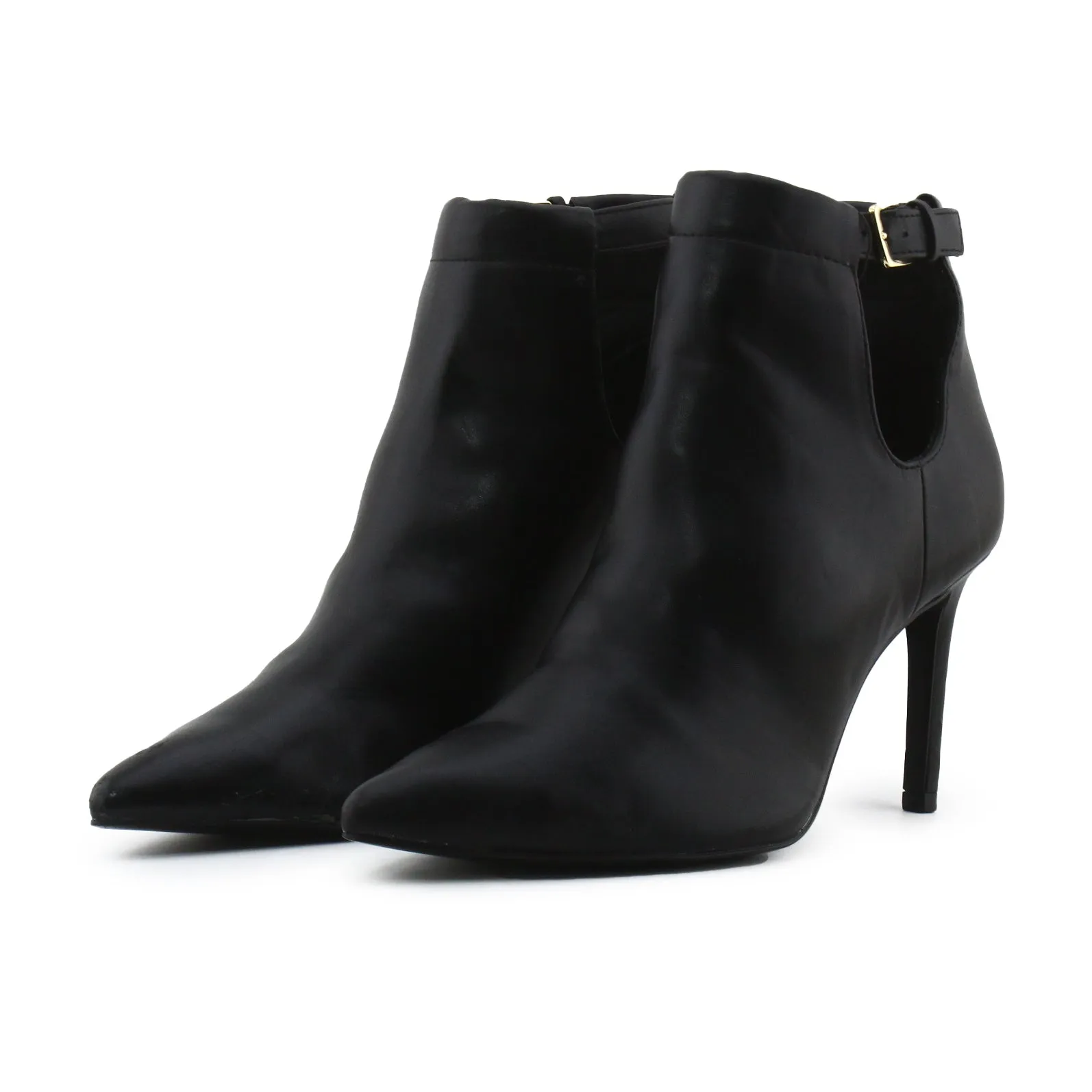 Stradivarius Buckle Straps Stilettos Heels Ankle Boots | 100% Authentic Leather