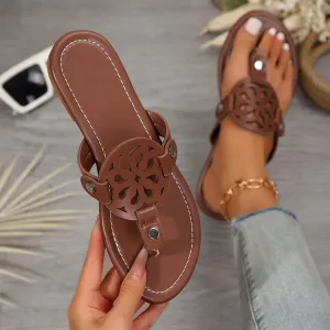 Vegan Leather Flat Sandals