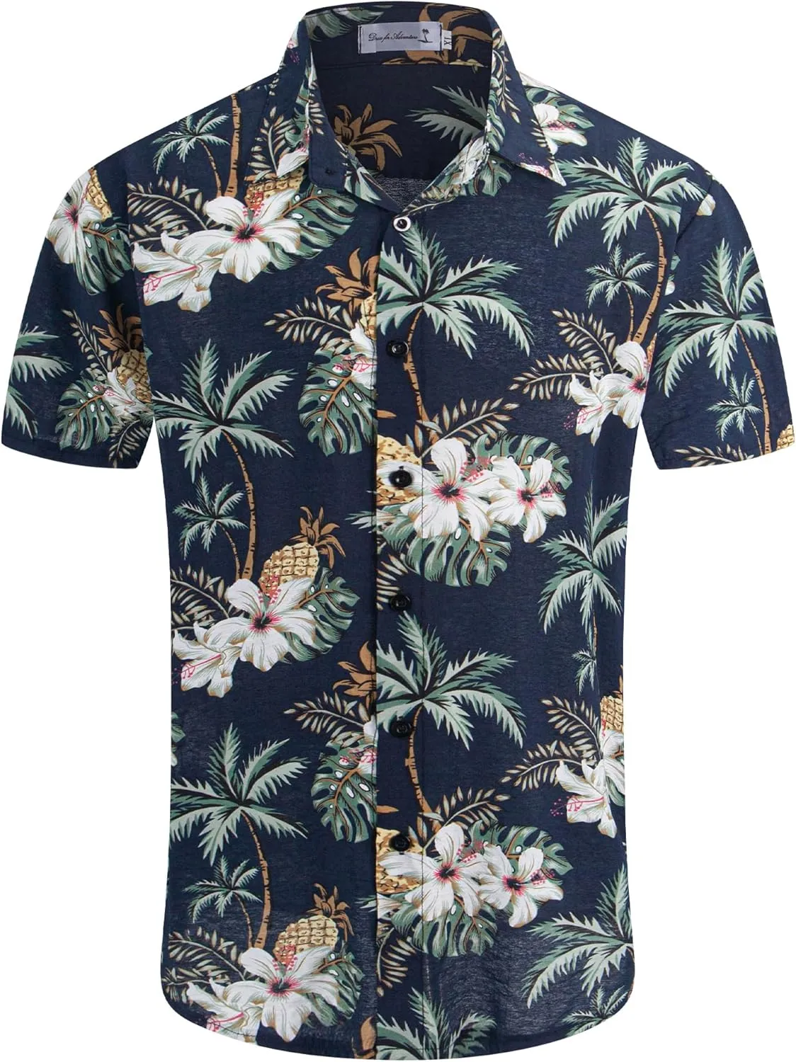 Weecreeture Big and Tall Men's Hawaiian Shirt - Short Sleeve, Tropical Floral Button Down Casual Summer Beach Shirt