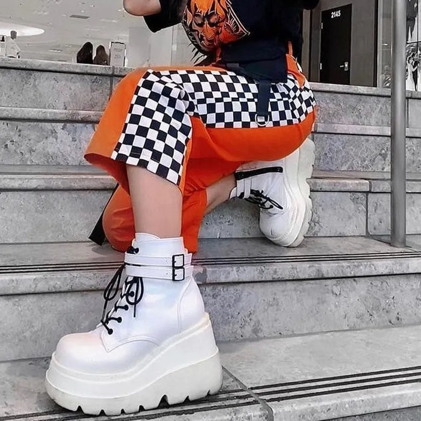 Wenkouban Big Size 35-43 Brand New Women's Wedges High Heels Boots 2023 Fashion Zip High Platform Ankle Boots Women Party Goth Shoes Woman