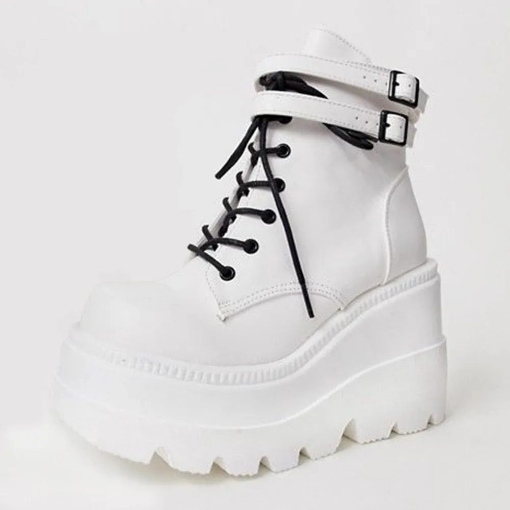Wenkouban Big Size 35-43 Brand New Women's Wedges High Heels Boots 2023 Fashion Zip High Platform Ankle Boots Women Party Goth Shoes Woman