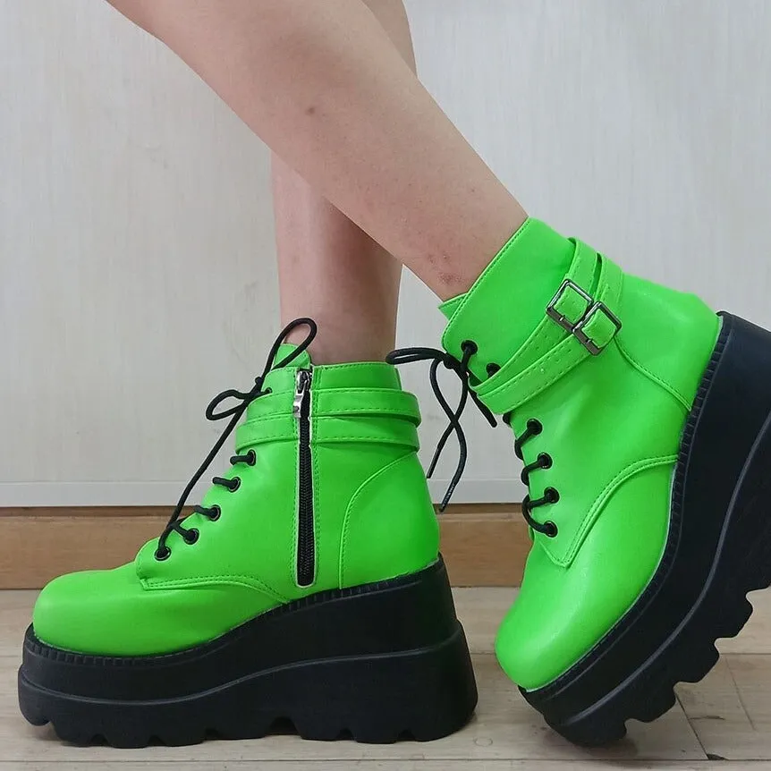 Wenkouban Big Size 35-43 Brand New Women's Wedges High Heels Boots 2023 Fashion Zip High Platform Ankle Boots Women Party Goth Shoes Woman