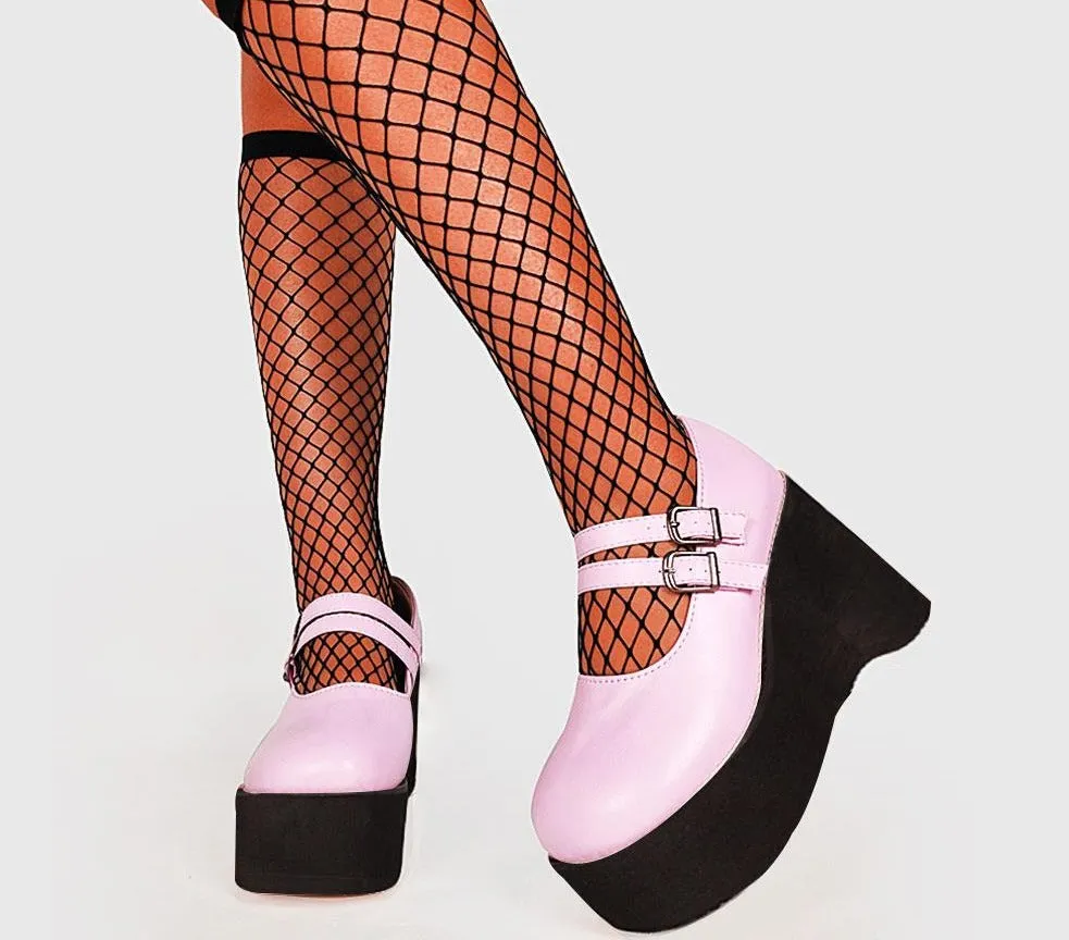 Wenkouban Big Size 35-43 New Lady Wedges High Heels Pumps Fashion Buckle Punk Platform Pumps Women Party Mary Janes Shoes Woman