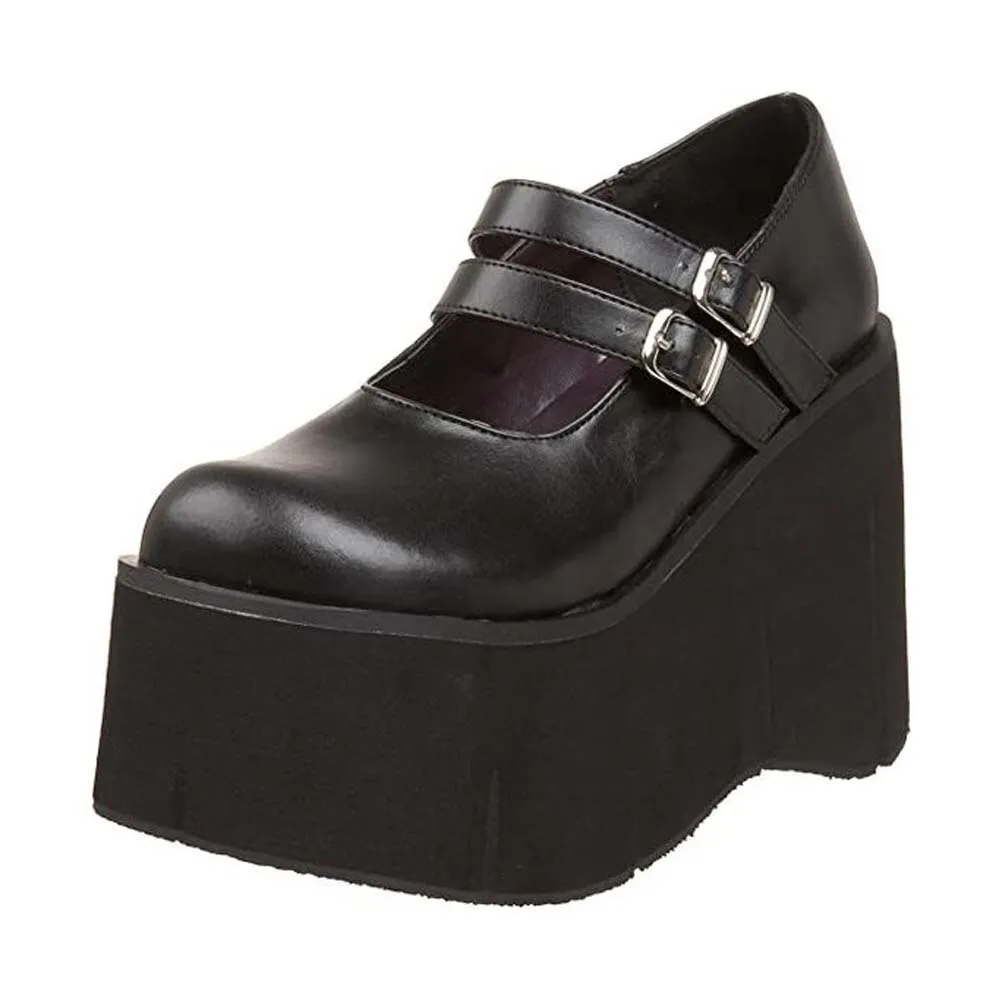 Wenkouban Big Size 35-43 New Lady Wedges High Heels Pumps Fashion Buckle Punk Platform Pumps Women Party Mary Janes Shoes Woman