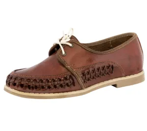 Womens Authentic Huaraches Real Leather Lace Up Sandals Cognac - #1991