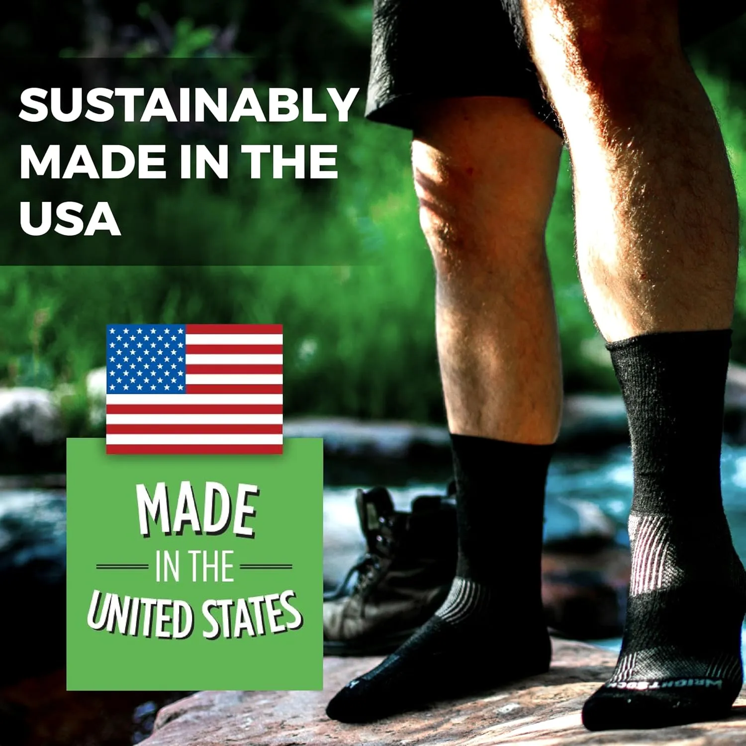 Wrightsock Merino Coolmesh II Crew Hiking Socks for Men and Women ?C Eco-Friendly Anti Blister Socks - American Made