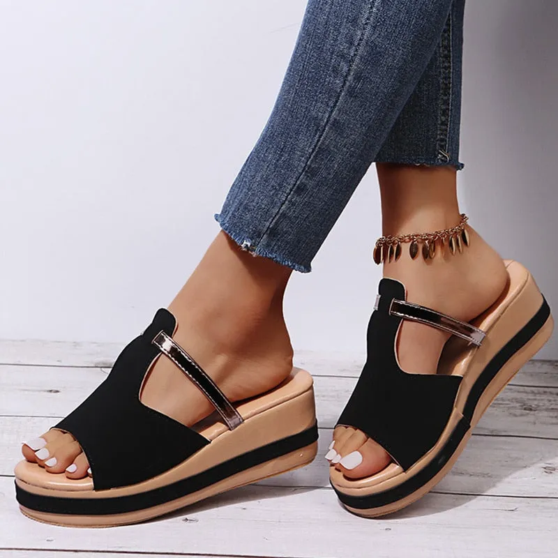 Yeknu Women Sandals Women Heels Sandals Slip On Wedges Shoes For Women Slippers Summer Sandalias Mujer Platform Sandals Shoes