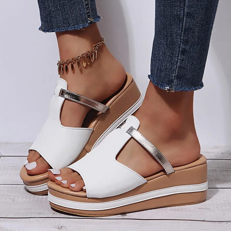 Yeknu Women Sandals Women Heels Sandals Slip On Wedges Shoes For Women Slippers Summer Sandalias Mujer Platform Sandals Shoes