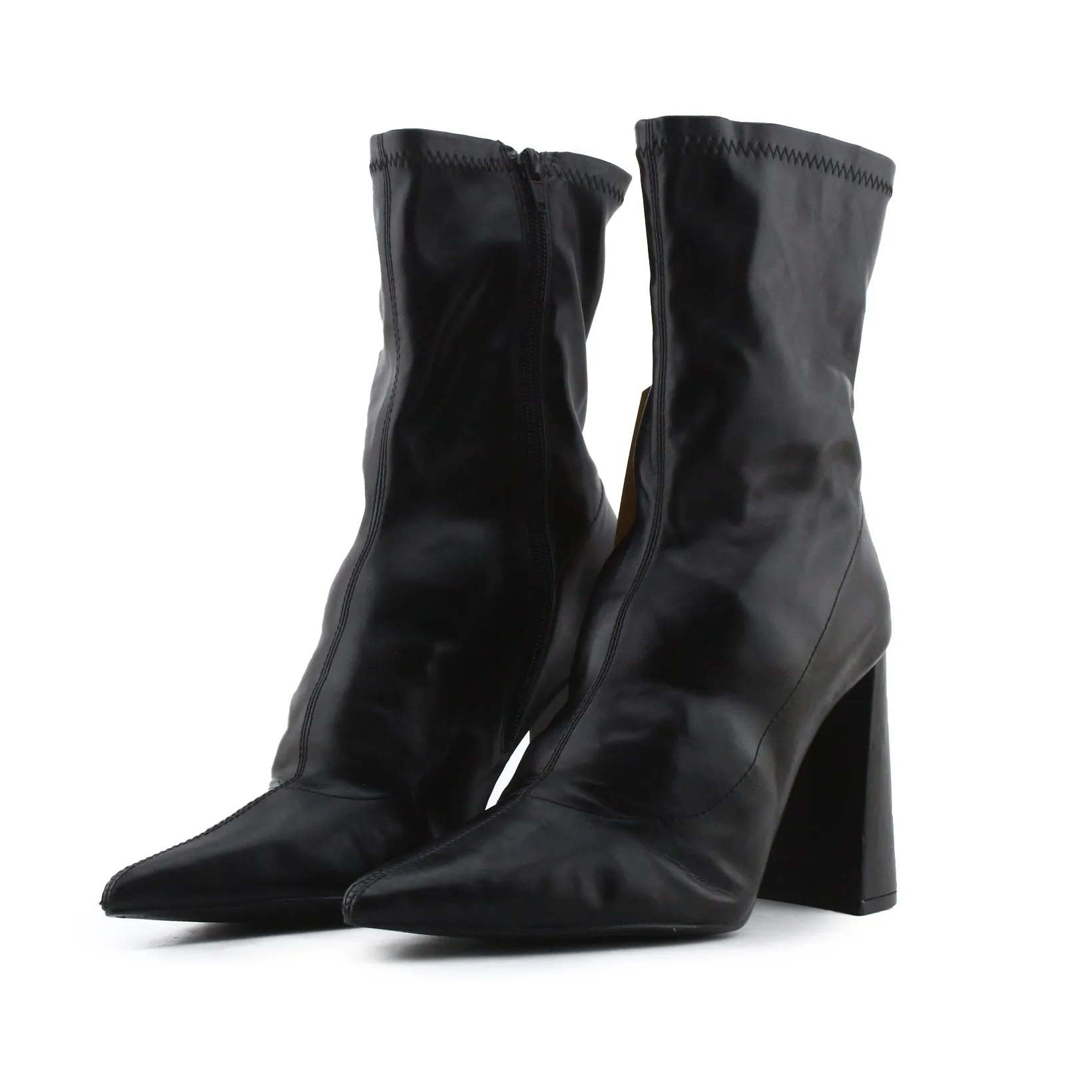 Zara Zipper Block Heel Ankle Boots | 100% Authentic Leather
