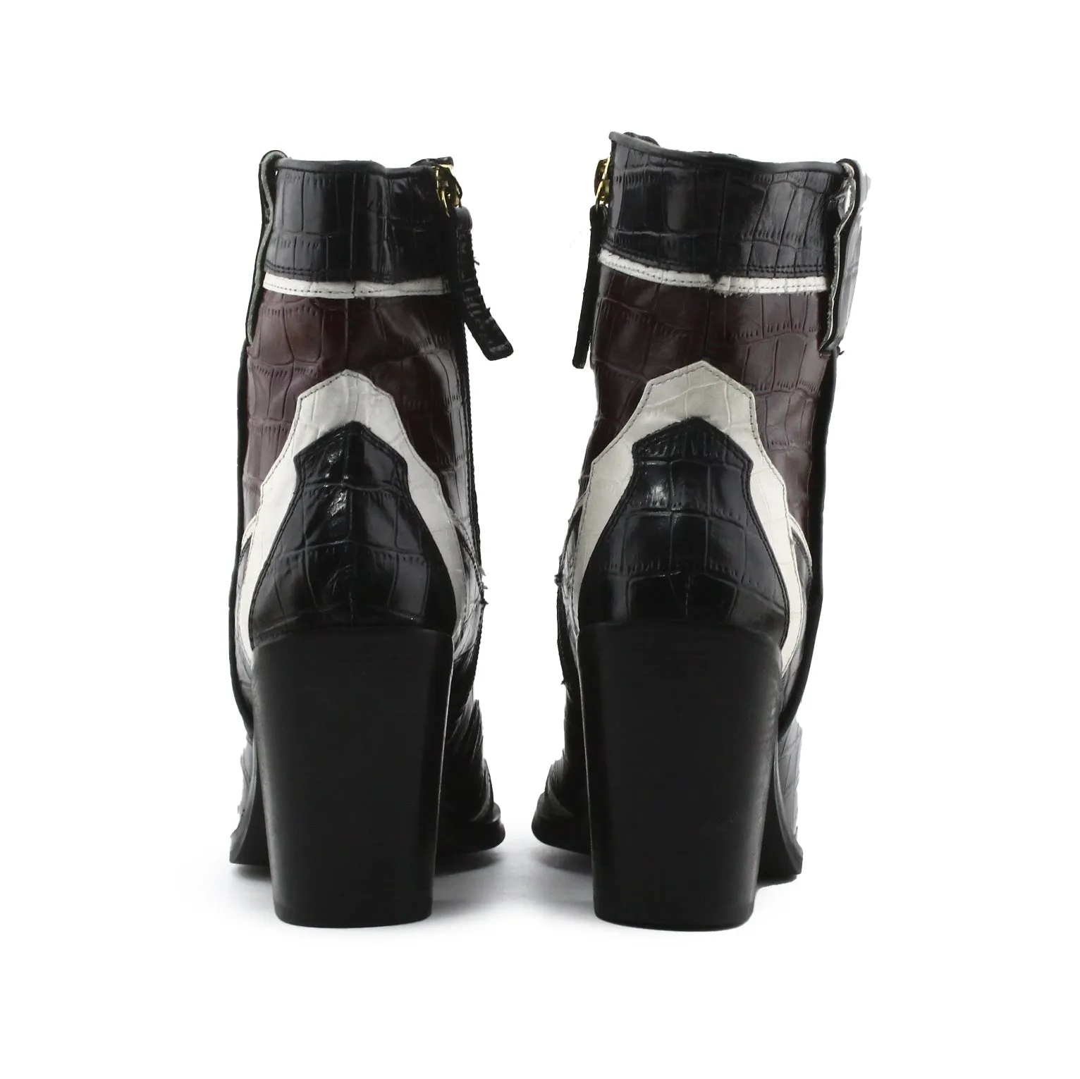 Zara Zipper Block Heels Ankle Boots | 100% Synthetic Leather