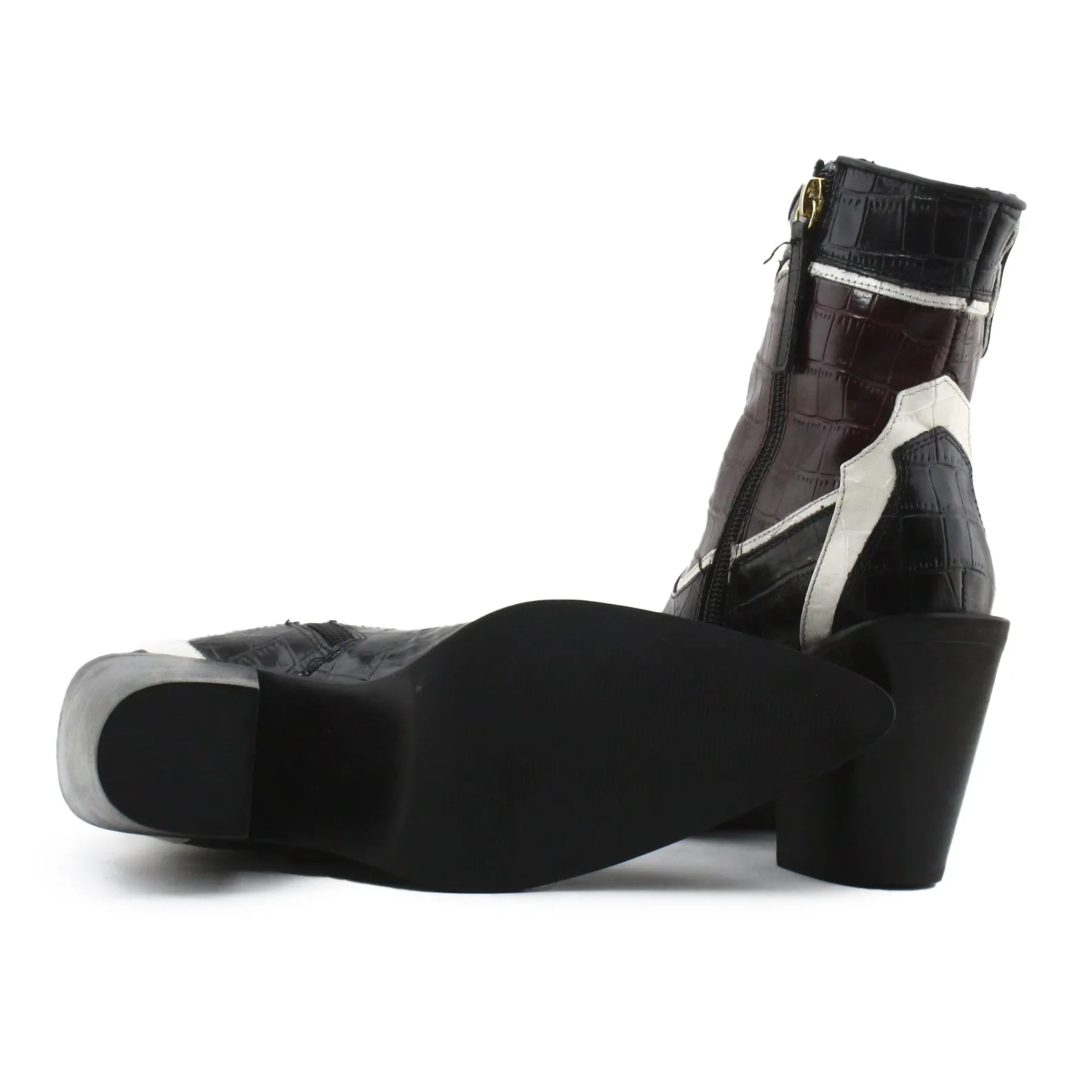 Zara Zipper Block Heels Ankle Boots | 100% Synthetic Leather