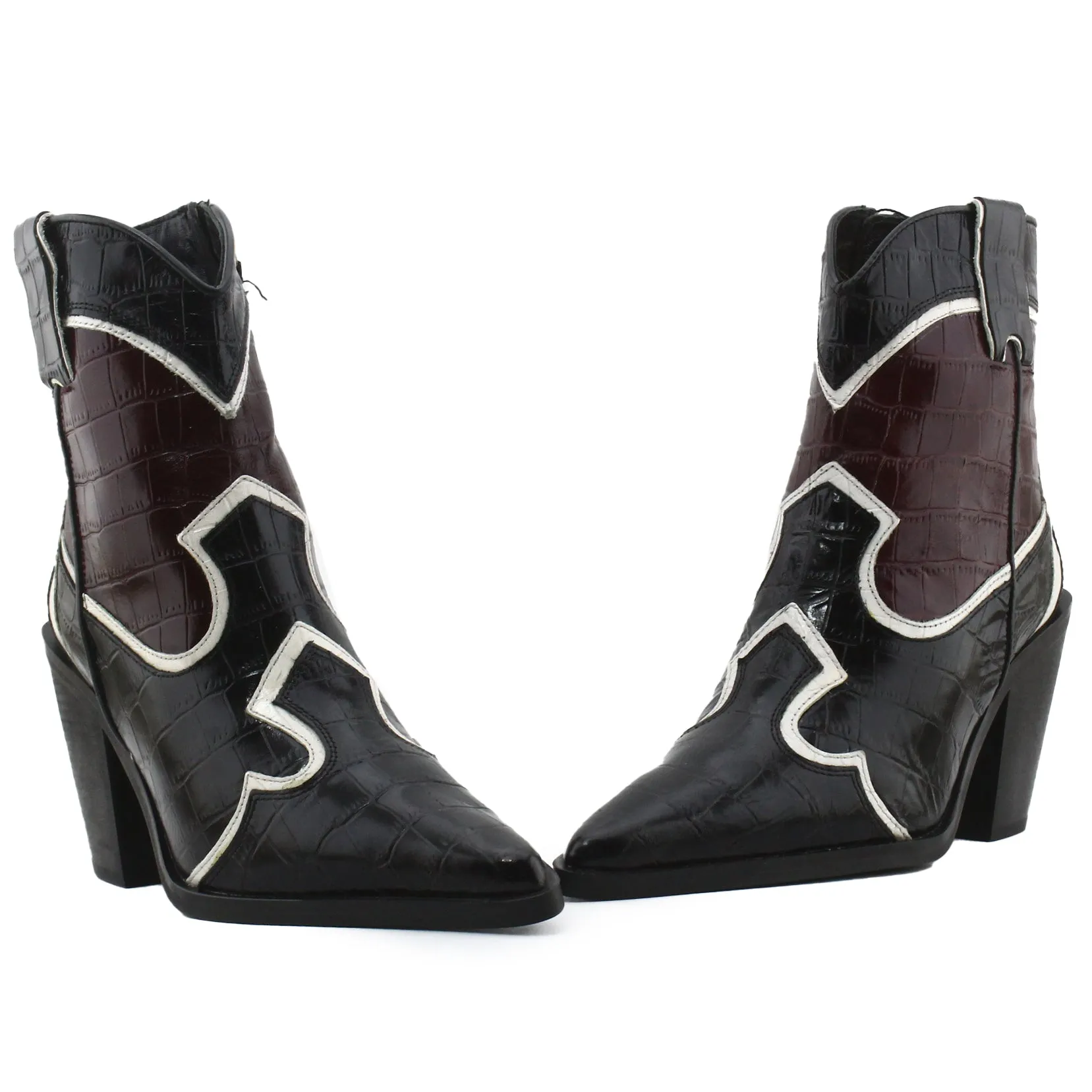 Zara Zipper Block Heels Ankle Boots | 100% Synthetic Leather